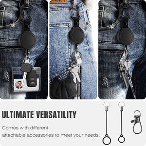 2-piece Set Custom Logo Round ABS Plastic Heavy‑Duty Retractable Yoyo Badge Reel With Wire Rope, Carabiner Key Ring, Lanyard - Product Image 6