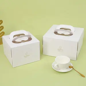 กล่องใส่ขนมหวานแบบพกพากล่องของขวัญเค้กเบเกอรี่พร้อมที่จับ4 6 8 10นิ้วกล่องเค้กวันเกิด
