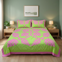 Ensemble de literie de haute qualité pour hôtels, style tout nouveau, fait main, en coton, imprimé floral hawaïen, avec drap de lit chaud