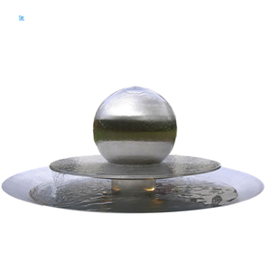 Fontaine de <span class=keywords><strong>jardin</strong></span> moderne en acier inoxydable de 1000 mm de diamètre, élément aquatique extérieur en forme de sphère, finition polie, étanche, style Art Déco - Product Image 1