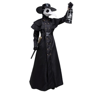 Costume de médecin de la <span class=keywords><strong>peste</strong></span> médiéval steampunk européen américain pour adulte avec masque à bec d'oiseau, masque à long bec de corbeau, robe - Product Image 1