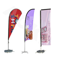Drapeaux de plage promotionnels en forme de larme avec mât, en polyester durable, impression numérique