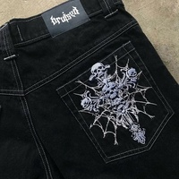 Jean ample à motif squelette gothique américain pour homme, style Y2K Street Hip Hop Harajuku, coupe large, pantalon de travail