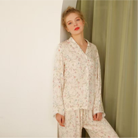 Ensemble de pyjamas personnalisés 100% viscose pour filles, vêtements de nuit avec fermeture élastique à la taille, taille XL - 4XL, motif fleurs