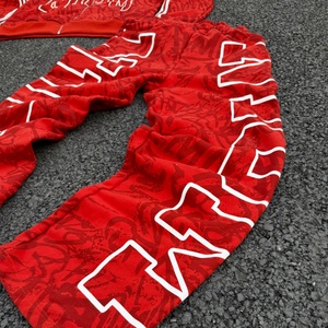 High Quality Tracksuit Manufacturer Custom All Dtg Print Red Oversized Heavyweight Zip up Hoodie and Sweatpants Set <b>Jogging</b> <b>Suit</b> - Product Image 5
