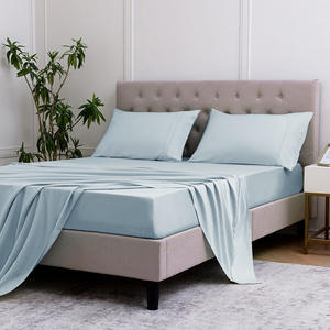 Haute qualité fibre de bambou tissu drap plat Setsg 4 pièces drap-housse taie d'oreiller ensembles de literie doux Cool Textile pour <span class=keywords><strong>Sleepin</strong></span> - Product Image 2