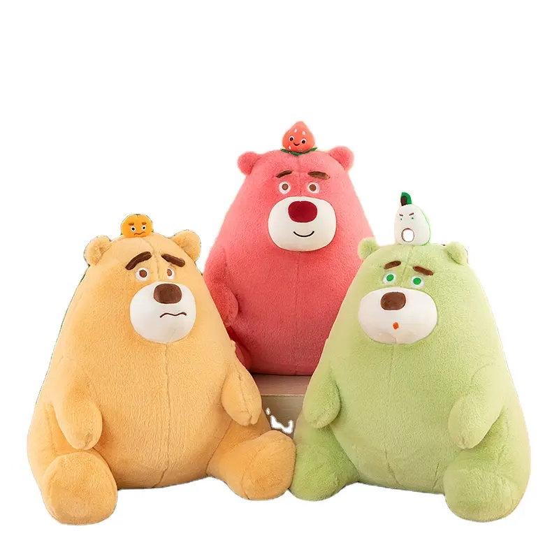Barato al por mayor de dibujos animados lindo oso fruta almohada cojín de peluche de juguete para niñas niños