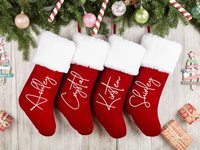 Cadeau de Noël, décoration d'arbre de cheminée personnalisée, bonhomme de neige en peluche en velours, sac à bonbons rouge de Noël, chaussette de Noël de 16 pouces pour broderie