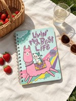 Agenda hebdomadaire spirale rose pastel motif lama chat nuage arc-en-ciel étoile Kawaii pour adolescentes – Vente en gros