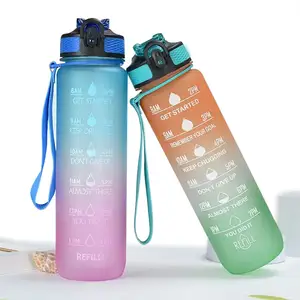 プラスチックウォーターボトル環境にやさしいプラスチックウォーターボトル、タイムマーカー付きスタイリッシュなプラスチックホッケーウォーターボトル子供と大人用
