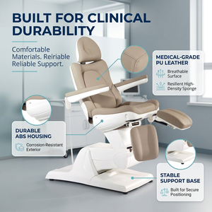 Sillón <span class=keywords><strong>de</strong></span> Podología Eléctrico <span class=keywords><strong>de</strong></span> 3 Motores para Tratamiento <span class=keywords><strong>de</strong></span> Pies, Cuero <span class=keywords><strong>de</strong></span> Grado Médico, Ajuste <span class=keywords><strong>de</strong></span> Altura, Respaldo e Inclinación para Clínicas - Product Image 4