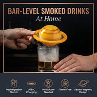 SATURIX Kit Fumeur Électrique pour Whisky et Cocktails, Sans Flamme, USB-C Intégré, Prêt à Offrir pour Bar à Domicile, 6 Saveurs de Copeaux de Bois, en Plastique