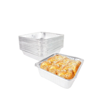 Barquettes en aluminium premium résistantes à la chaleur 8x8 pouces, avec couvercle en plastique PET, récipients alimentaires pour desserts et casseroles