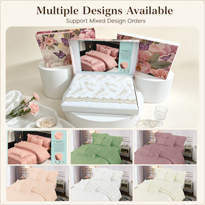 Parure de lit 6 pièces de luxe en coffret cadeau, ensemble de literie florale avec housse de couette et drap, vente en gros - Product Image 2