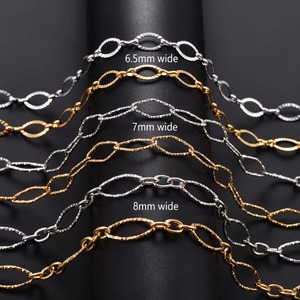 Cadena de Acero Inoxidable con Eslabones Ovalados y Brillantes de 6.5/7/8mm, Estilo Figaro, para Mujeres y Hombres, Gargantilla Geométrica con Rombo, Joyería Metálica - Product Image 3