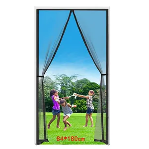 Automatic closing Sell full frame hook ring fly screen net, magnetic curtain, the best supplier of flexible mosquito door net