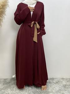 Último DISEÑO DE Burqa Kimono mujeres Kaftan Abaya musulmán Dubai <span class=keywords><strong>Abya</strong></span> vestido liso gasa doble cara usando Abaya - Product Image 6