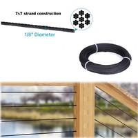 316 7x7 1/8 ''câble métallique noir, Balustrade, câble d'avion en acier inoxydable pour rampe de pont d'escalier intérieur