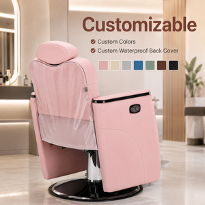 Poltrone da Parrucchiere XFMC Moderne e di Lusso, Girevoli e Regolabili in Altezza, Colore Rosa Italiano, Poltrone Elettriche Professionali per Barbieri - Product Image 3