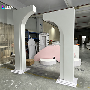 Stand Backdrop Akrilik Putih LEDA, Dekorasi Latar Panggung Pernikahan 3D Berbentuk Lengkung, Perlengkapan Acara Pesta Pernikahan - Product Image 4