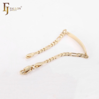 Pulseras de Eslabones Figaro de 3 mm y 13 cm+ de FJ Fallon Fashion Jewelry, Grabables, Chapadas en Oro de 14K sobre una Base de Latón