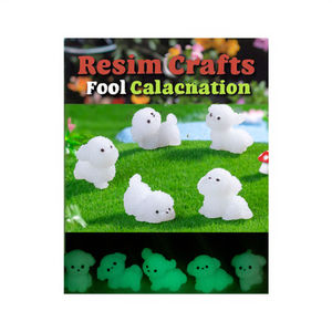 Statue lumineuse fluorescente de dessin animé mignon poussant dans le noir animaux résine matériel figurines miniatures chien décoration d'aquarium - Product Image 1