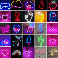 Enseignes lumineuses LED néon, lampes néon USB de formes variées pour la décoration murale, chambre, bar, fête, Noël