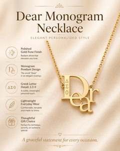 Nuova Collana Trendy Minimalista con Catena a Maglie e Design con Lettere DST Greek 1913 in Acciaio Inossidabile Dorato, Gioiello Regalo - Product Image 5