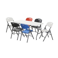 Table pliante rectangulaire moderne en plastique HDPE blanc, légère, pour intérieur et extérieur, idéale pour la restauration, les banquets, les pique-niques et les hôtels - Vente chaude