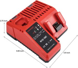QIYUN <span class=keywords><strong>Chargeur</strong></span> <span class=keywords><strong>Rapide</strong></span> Remplacement pour <span class=keywords><strong>Milwaukee</strong></span> pour M12 M14 pour M18 12V-18V Lithium-Ion Modèles de Batterie 48-11-1840 48-114 -2420 - Product Image 6