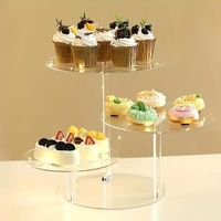 Support à gâteau en acrylique transparent à 3 niveaux, présentoir à cupcakes pour mariage, anniversaire, fête