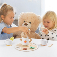 Juego de Té de Madera, Juguete de Imitación para Cocina, Taza, Platillos, Postres, Picnic, Fiesta, Niños, Niñas, 3-6 Años, Regalo