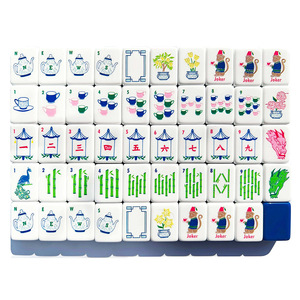 Jeu de tuiles de mahjong américain classique, 160 pièces, en plastique, portable, pour 4 joueurs, design coloré gravé sur mesure - Product Image 3