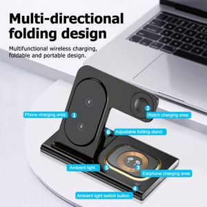 Hot Selling 4-in-1 15W Magnetic Foldable Fast <b>Wireless</b> Charger Mouse Pad LED Light Custom Design Fireproof Portable Promotional - Product Image 5