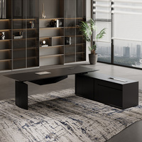 Bureau de direction moderne de luxe réglable pour ordinateur, noir, pour la maison et le bureau du PDG