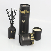 Boîte à bougies de mariage tubulaire noire populaire en gros, bougies en verre parfumées à la cire de soja de luxe