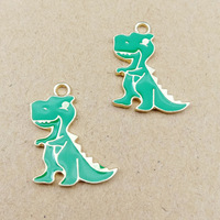 Breloques dinosaures en émail, couleurs assorties, breloques animaux mignons, breloques de dessin animé pour collier, breloques DIY