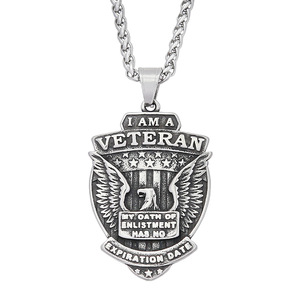 Yunnique – collier avec pendentif bouclier d'aigle en acier inoxydable pour homme, bijoux cadeau, chaîne de 60cm - Product Image 5