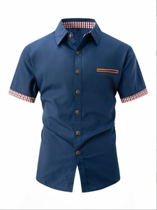 Nuova <span class=keywords><strong>Camicia</strong></span> Estiva da <span class=keywords><strong>Uomo</strong></span> a <span class=keywords><strong>Quadri</strong></span>, Manica Corta, Vestibilità Slim, Casual - Product Image 5