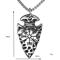 Liontin Kepala Tombak Odin Anti Karat Tahan Air Gaya Punk, Baja Anti Karat, Retro Mitologi Norse, Perhiasan Kompas Vegvisir