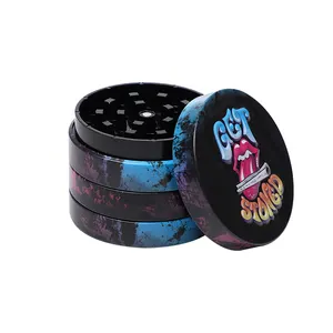 Custom Easy To Use Different Designs Available Herb Grinder 65mm Tin Grinder With Embossed Logo