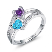 Bague SC S925 en argent sterling plaqué or rose avec deux cœurs séparés, gravée « Veux-tu m'épouser ? », pour demande en mariage et fiançailles, avec zircon