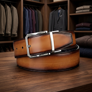 Fashionable Womens Real Brown Cow Hide Eco-Friendly Heavy Duty Breathable Party Formal <b>Belt</b> Custom Length Square Steel Pin - Product Image 1