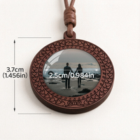 Collier en bois personnalisable avec double portrait tissé, pour couples à distance, collection nostalgique, chaîne vintage à suspendre
