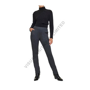 Pantalones de corte recto para mujer con bolsillos laterales y cintura ajustable Pantalones de mujer de tiro alto estirables - Product Image 1