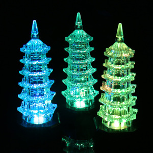 Tour lumineuse en acrylique en forme de pagode de cristal, jouet LED clignotant, jeu de lancer d'anneaux, cadeau pour les places publiques, les vendeurs de rue et les marchés nocturnes - Product Image 1