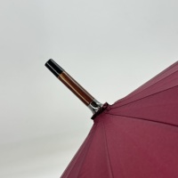 Parapluie professionnel pour l'extérieur, ouverture automatique, fermeture manuelle, en tissu pongé 190T noir, avec cadre métallique et manche en bois en forme de J de 10 mm