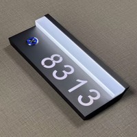 Plaque de signalisation de numéro de chambre d'hôtel ou de bureau en aluminium éclairée par LED, résistante à l'eau et respectueuse de l'environnement