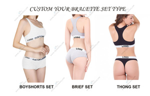 Set Personalizzato di Reggiseno Sportivo e <span class=keywords><strong>Perizoma</strong></span>, Design Semplice, Basso MOQ, <span class=keywords><strong>Fascia</strong></span> in Vita, Set Sportivo Europeo Due Pezzi, Set Mutandine e <span class=keywords><strong>Perizoma</strong></span> da Donna - Product Image 2