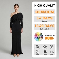 Professionnel OEM ODM Sexy à la mode légèrement froissé hors épaule Sexy longue femmes moulante Maxi robe